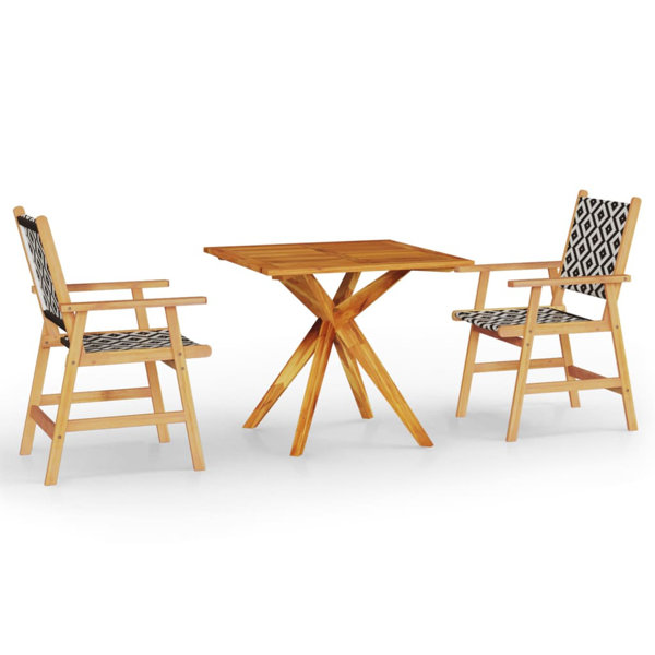 Union Rustic Patio Table and Chairs Conversational Set Solid Acacia